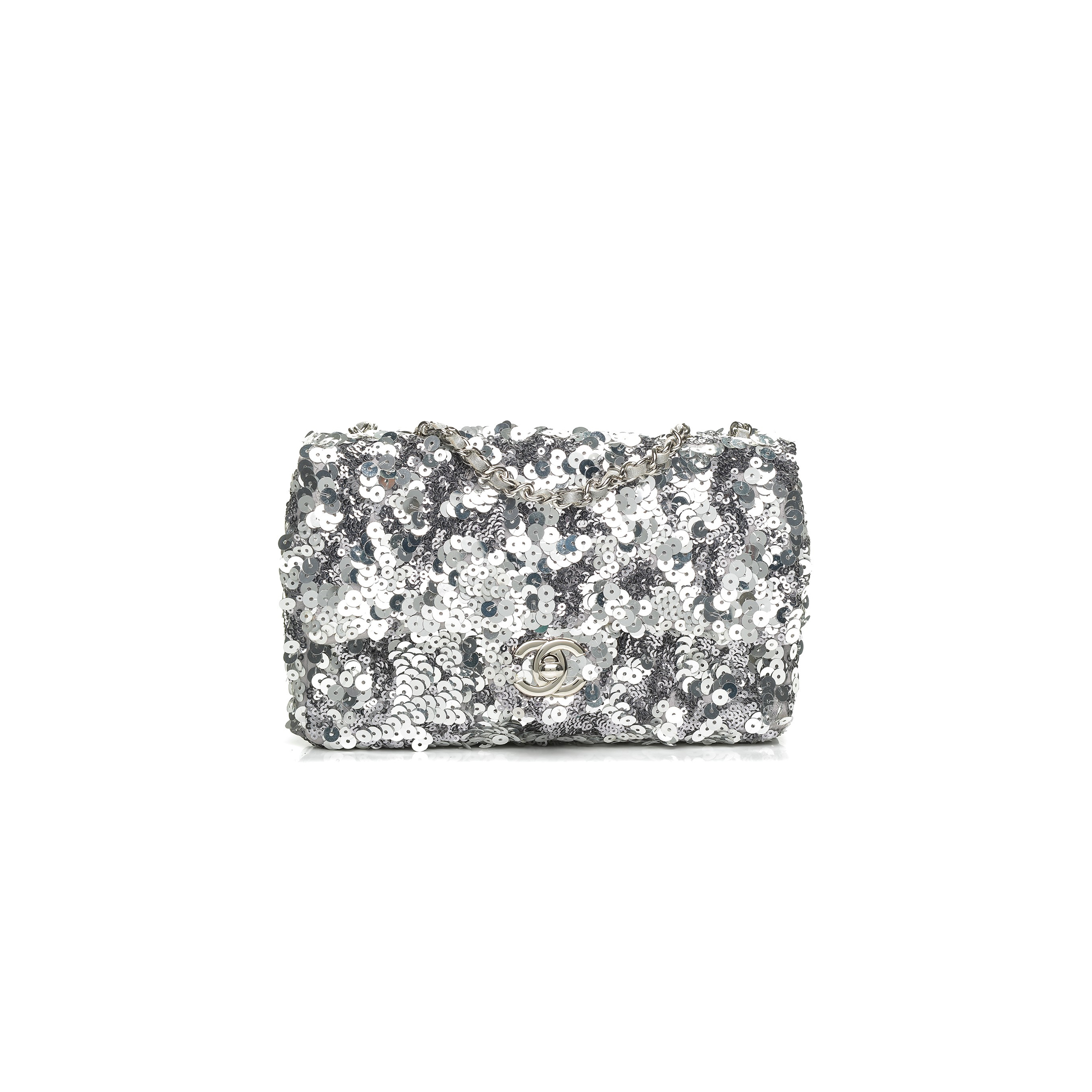 Ch*el sequin classic small flap silver (21*14*8cm)